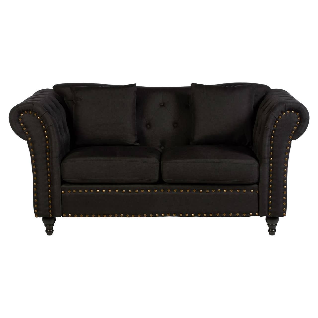 Fable 2 Seat Black Chesterfield Sofa