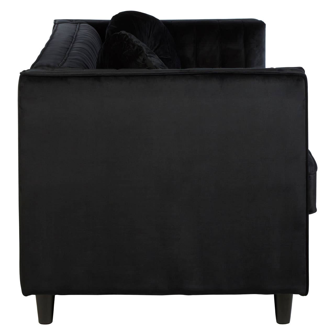 Farah 3 Seat Black Velvet Sofa