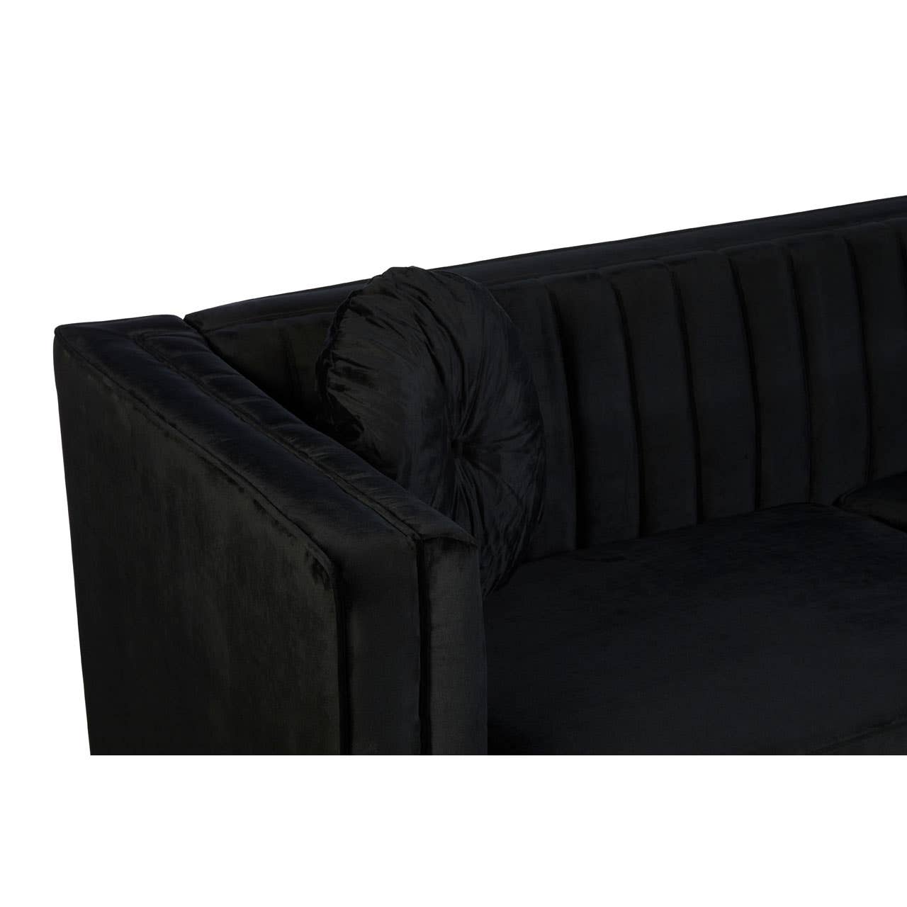 Farah 3 Seat Black Velvet Sofa