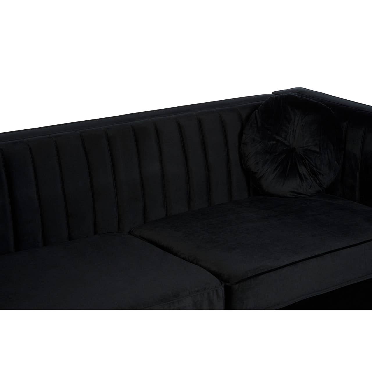 Farah 3 Seat Black Velvet Sofa