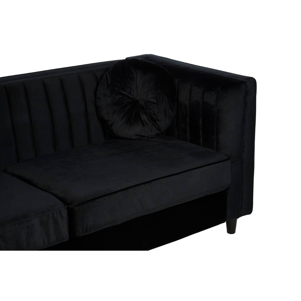 Farah 3 Seat Black Velvet Sofa