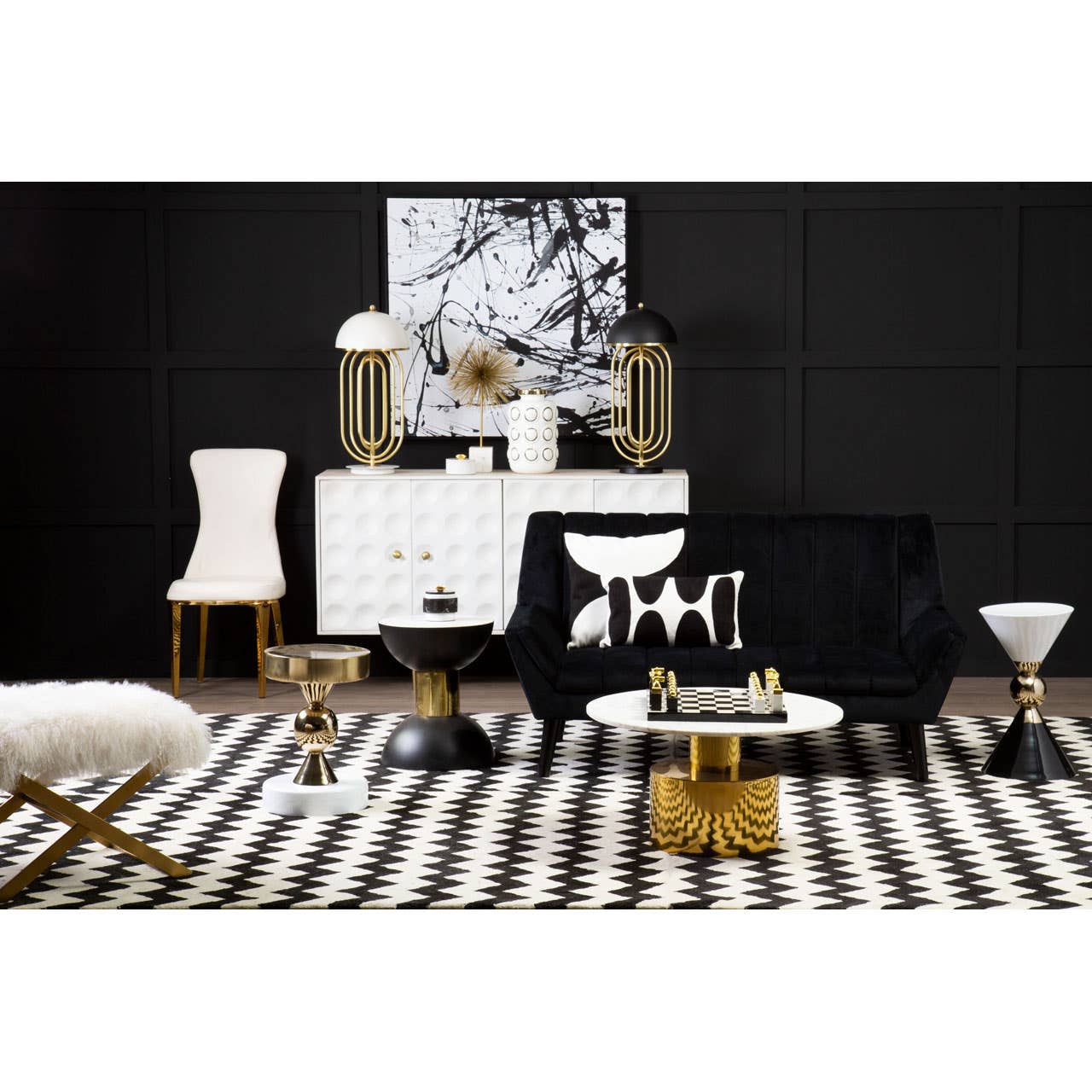 SAVINA 2 SEAT BLACK SOFA