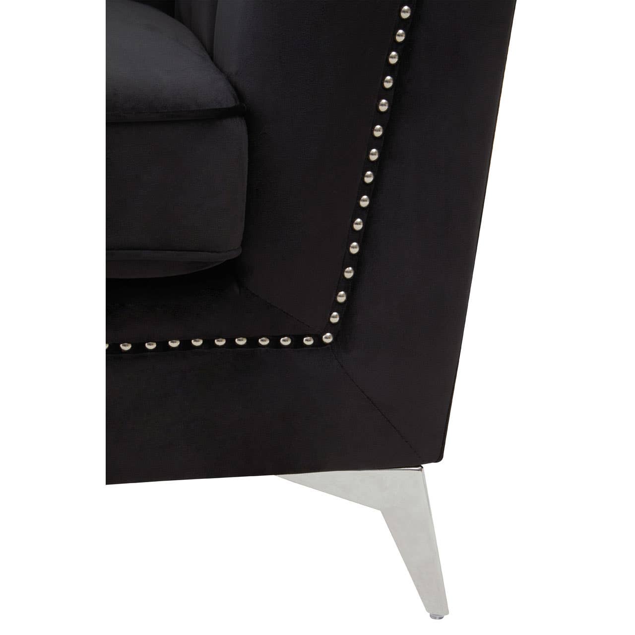 Hansa Three Seat Black Velvet Sofa