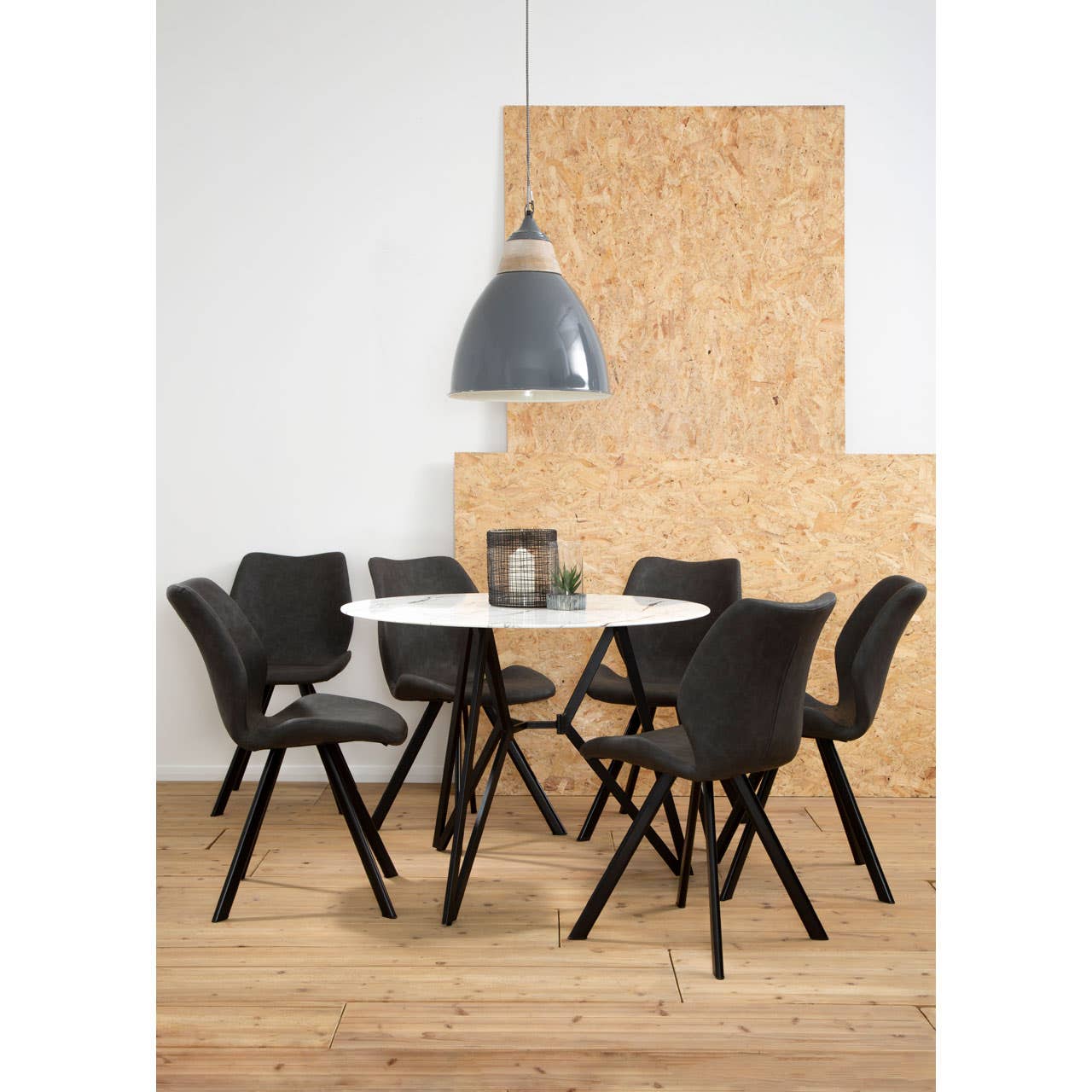 WESTON ROUND GREY DINING SET