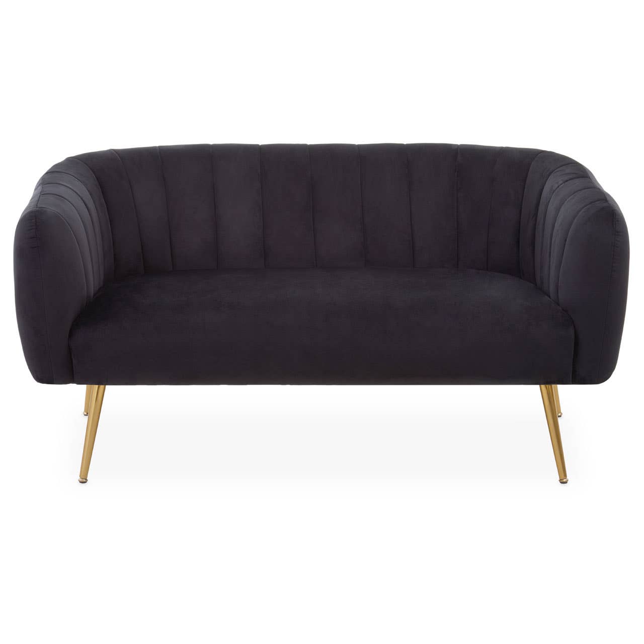 Larissa Two Seat Black Velvet Sofa