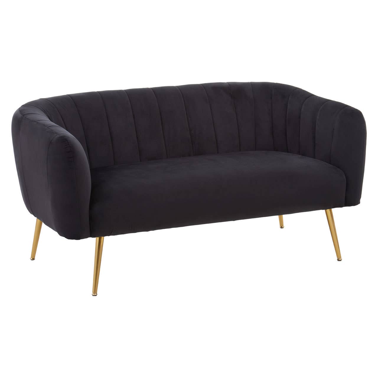 Larissa Two Seat Black Velvet Sofa