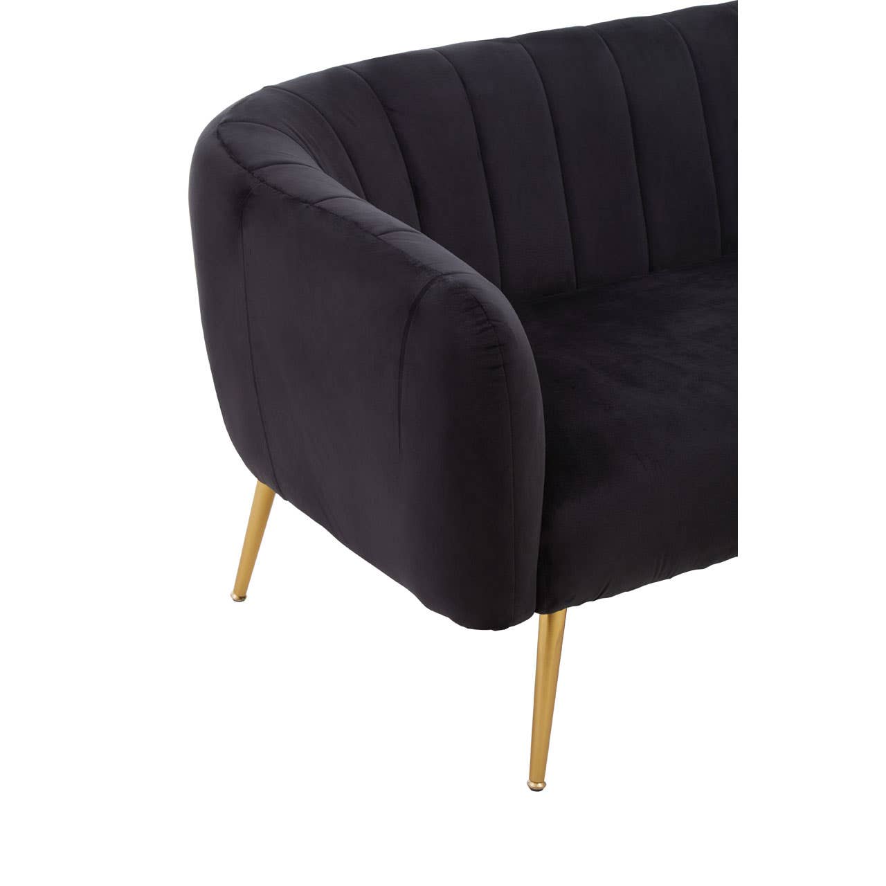 Larissa Two Seat Black Velvet Sofa