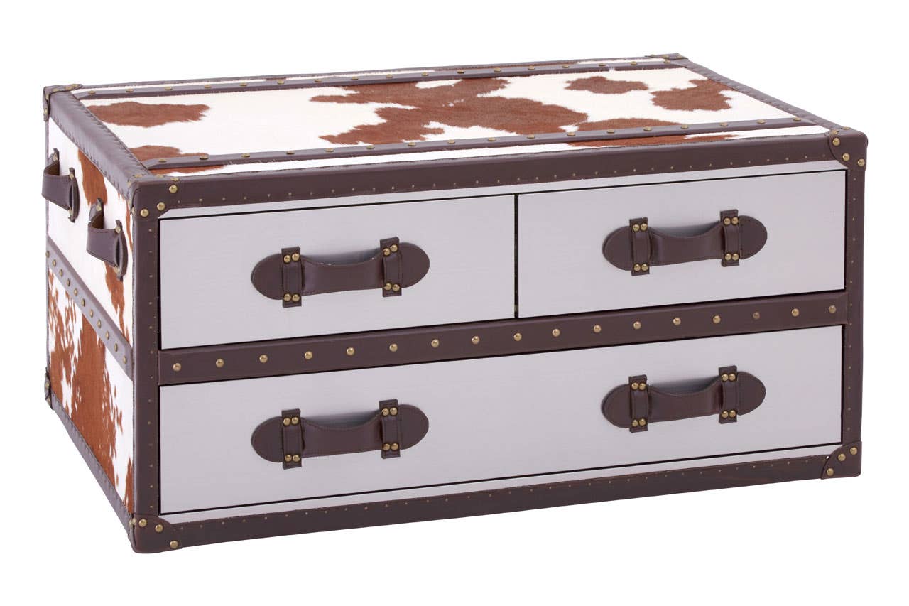 Brown/white Genuine Cowhide Coffee Table
