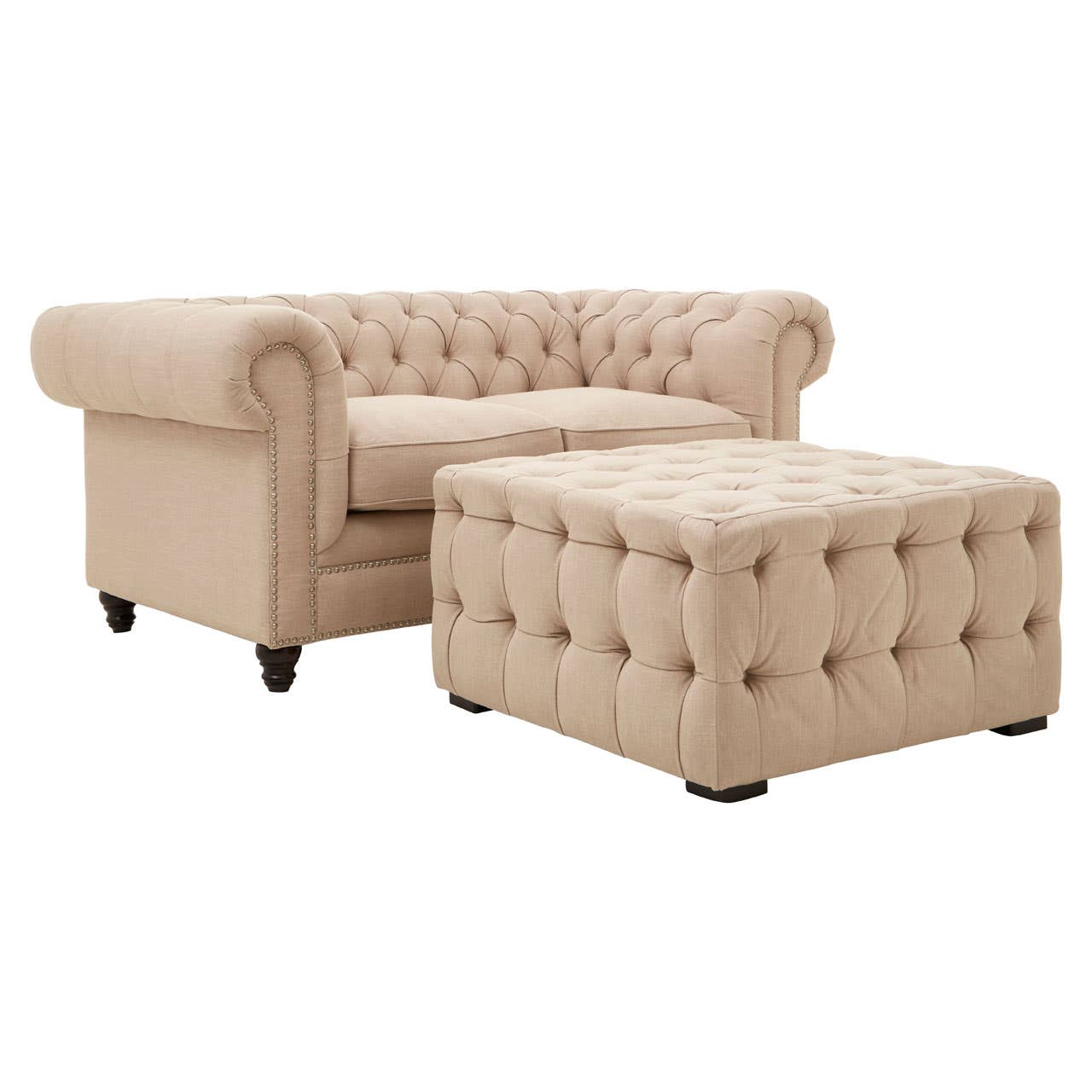 Stella 2 Seater Beige Linen Sofa