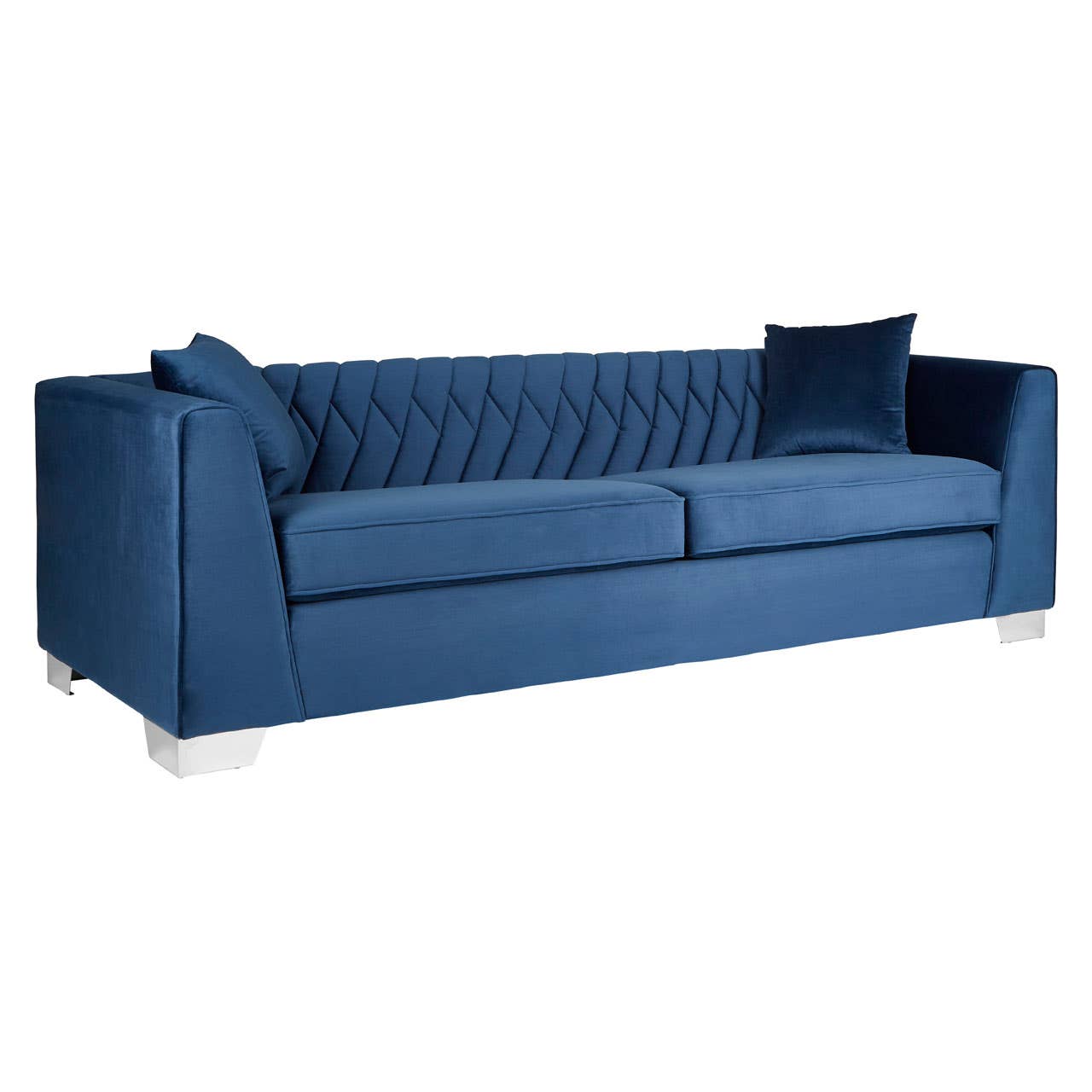 Rashika Dark Blue Velvet 3 Seat Sofa