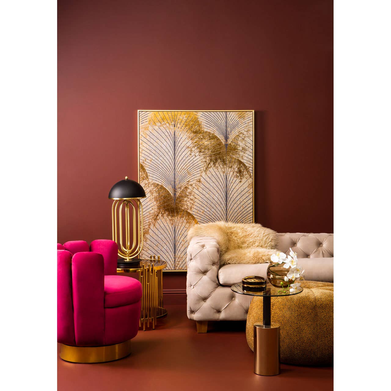Ophelia Coffee Velvet 3 Seat Sofa