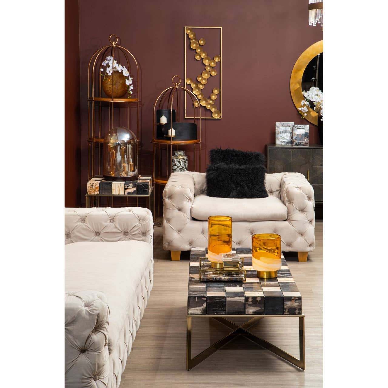 Ophelia Coffee Velvet 3 Seat Sofa
