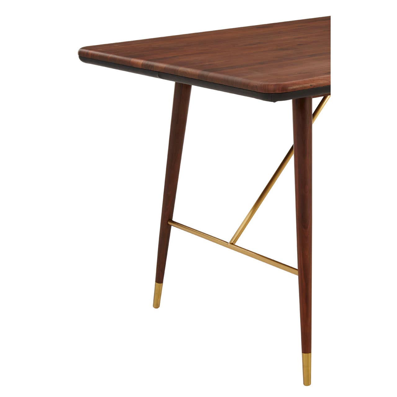 Kenso Walnut Wood / Brass Finish Dining Table