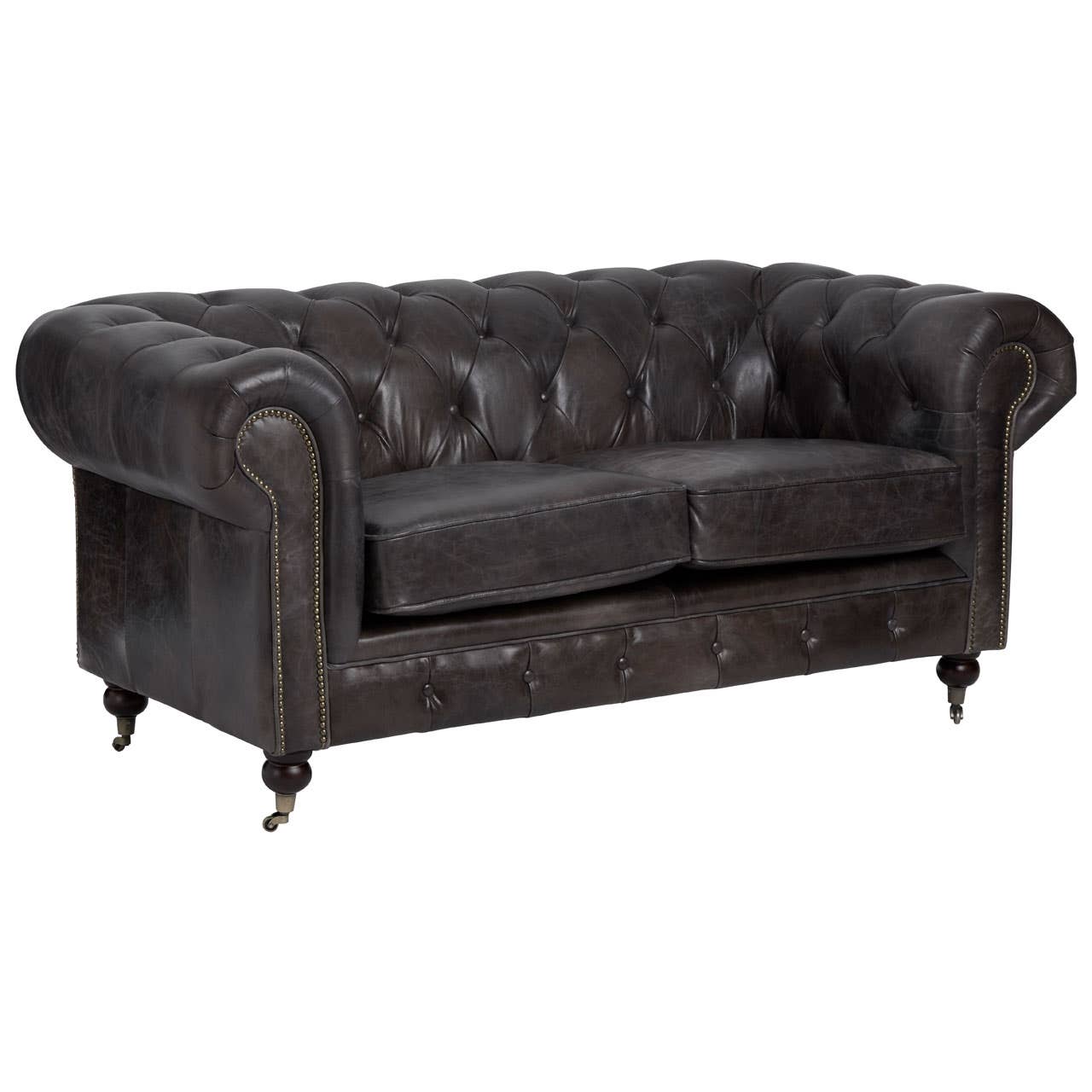 VICTOR 2 SEAT GREY LEATHER SOFA