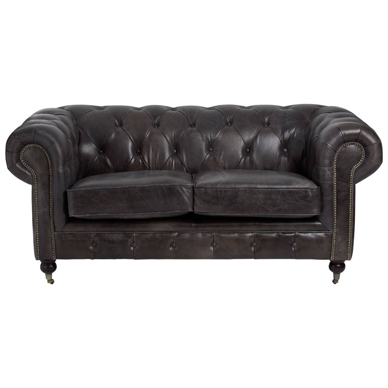 VICTOR 2 SEAT GREY LEATHER SOFA