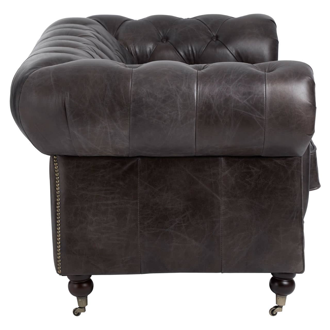 VICTOR 2 SEAT GREY LEATHER SOFA