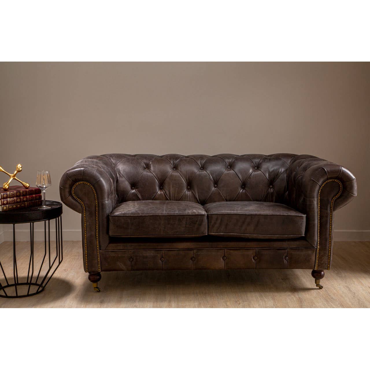 VICTOR 2 SEAT GREY LEATHER SOFA