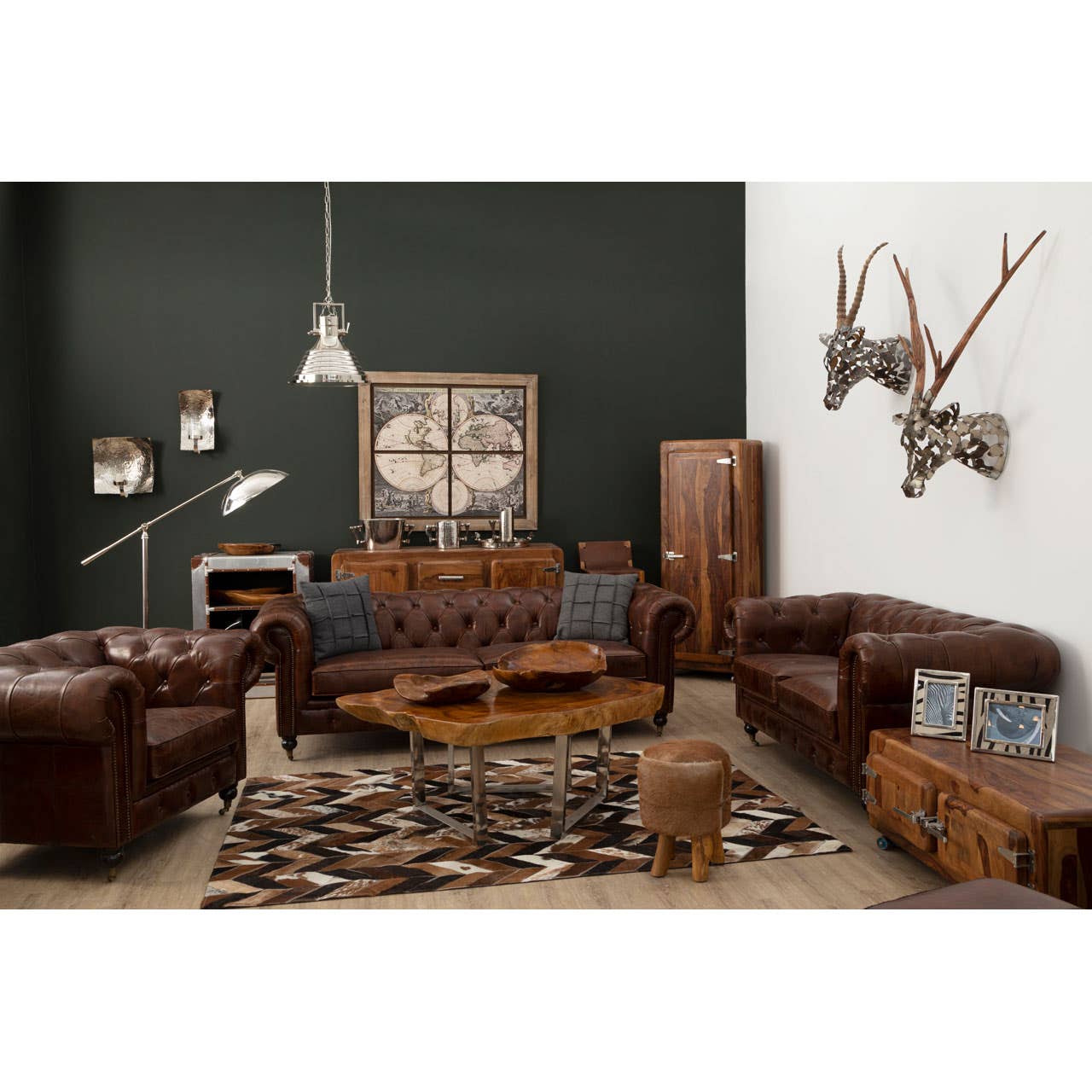 VICTOR 2 SEAT GREY LEATHER SOFA