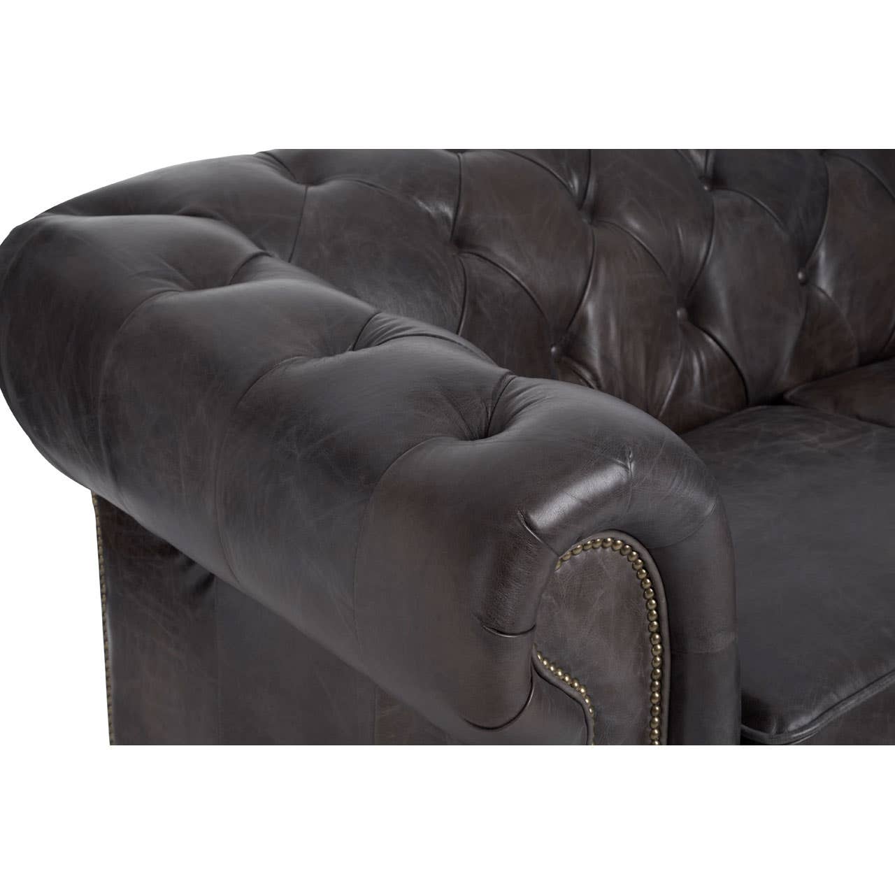 VICTOR 2 SEAT GREY LEATHER SOFA