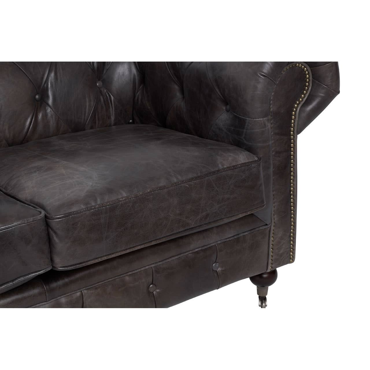 VICTOR 2 SEAT GREY LEATHER SOFA
