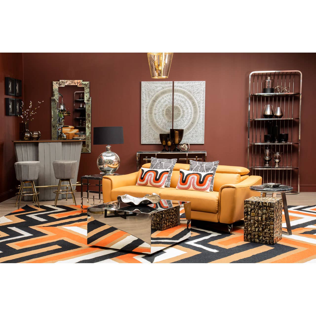 Carlox Square Chrome Finish Coffee Table
