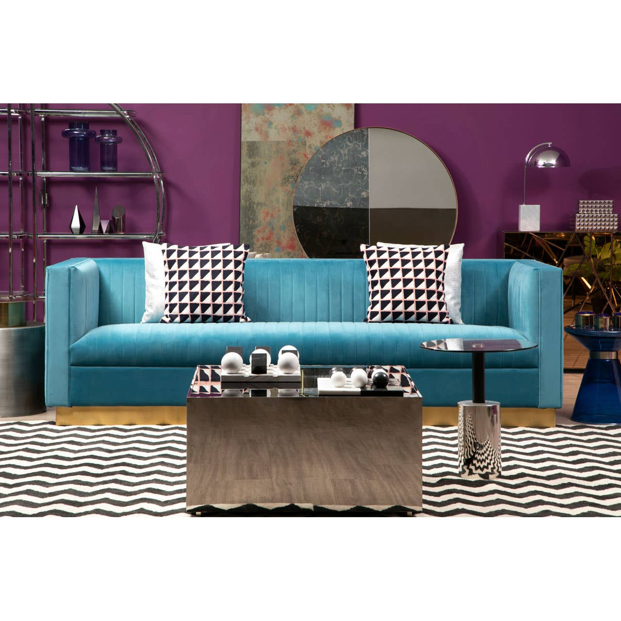 Opal 3 Seat Light Blue Sofa