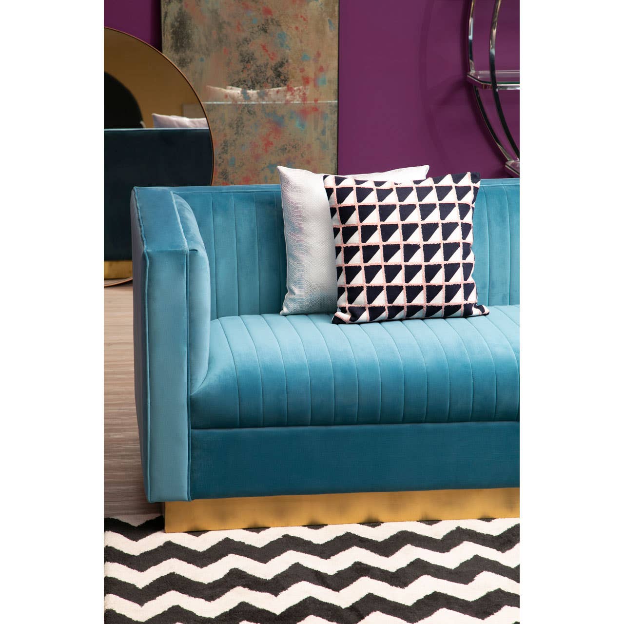Opal 3 Seat Light Blue Sofa