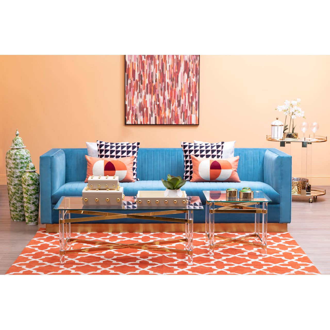 Opal 3 Seat Light Blue Sofa