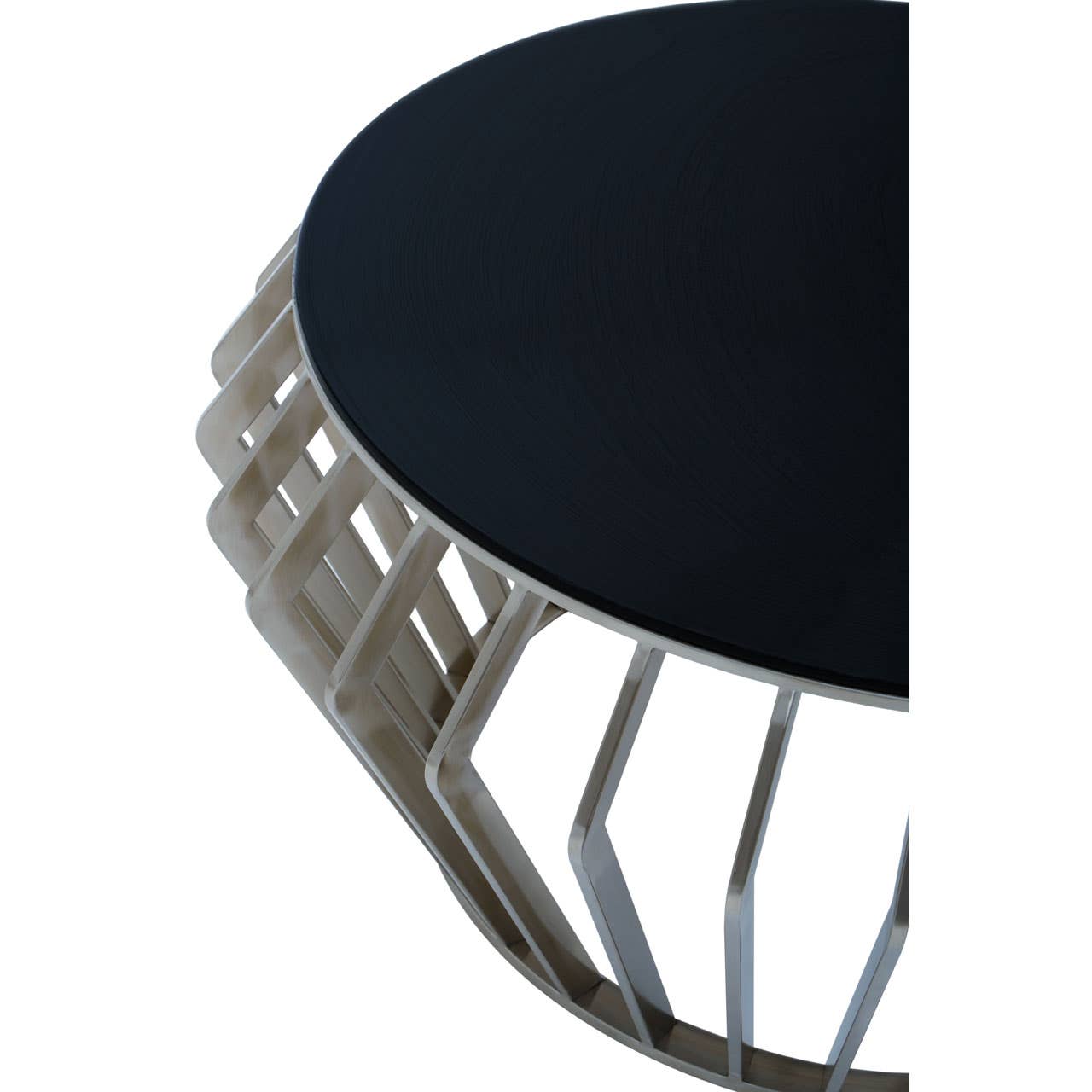 Ackley Black And Silver Round Coffee Table.