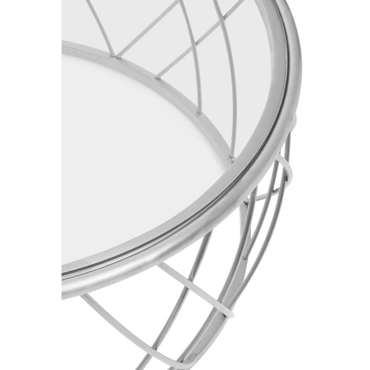 Ackley Clear Glass And Silver Frame Round Coffee Table.