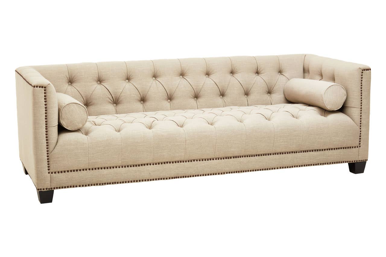 Surina Three Seat Stone Fabric Sofa