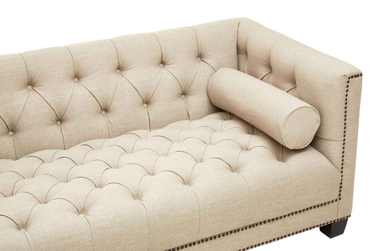 Surina Three Seat Stone Fabric Sofa