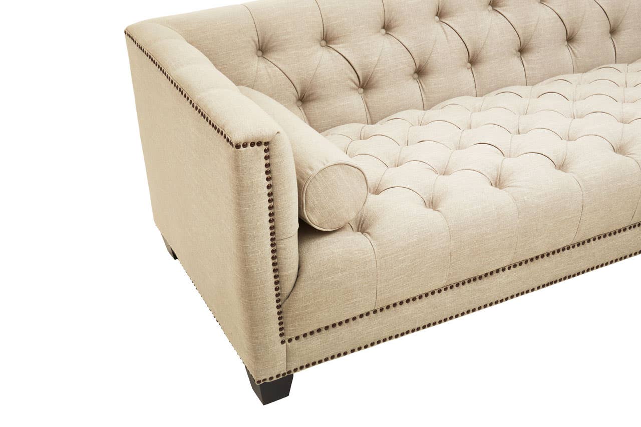 Surina Three Seat Stone Fabric Sofa