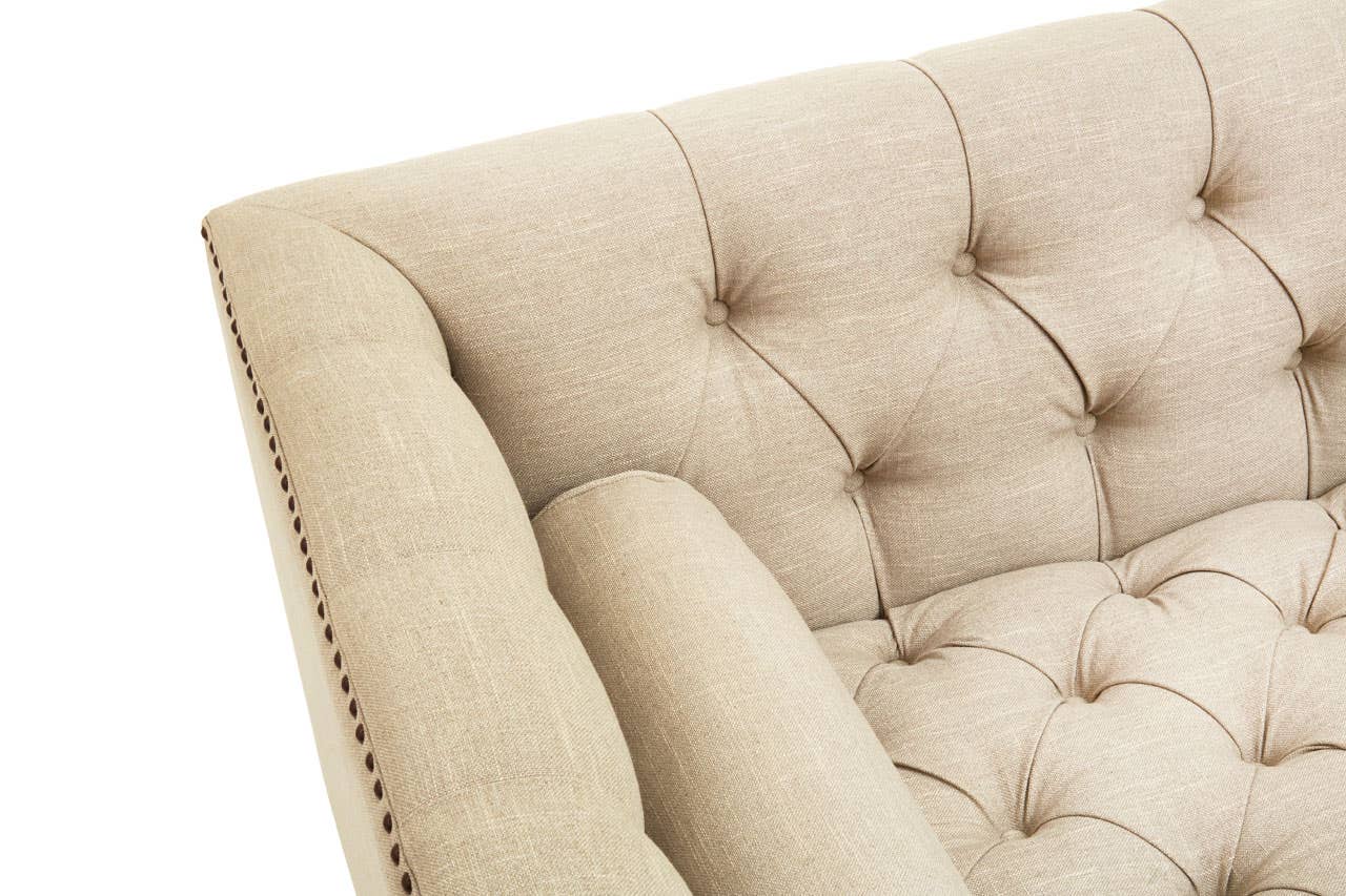 Surina Three Seat Stone Fabric Sofa