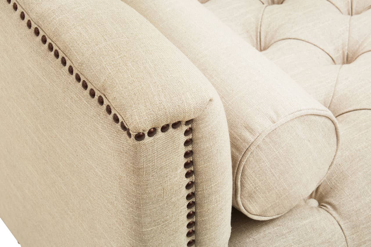 Surina Three Seat Stone Fabric Sofa