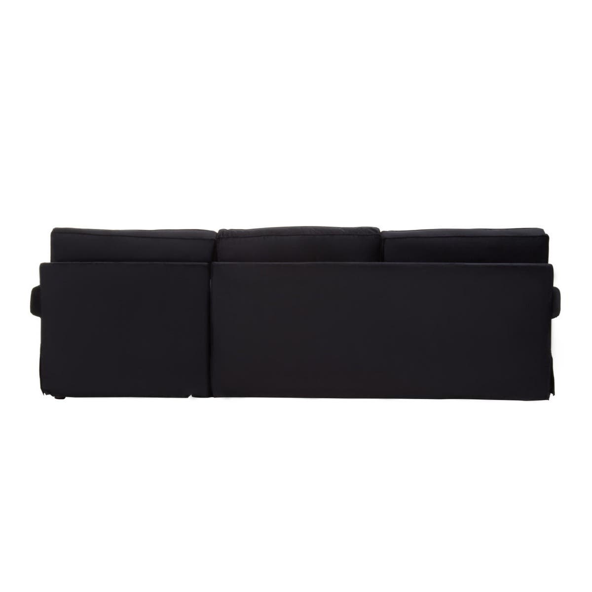 Ralph Three Seat Black Velvet Chaise Sofa