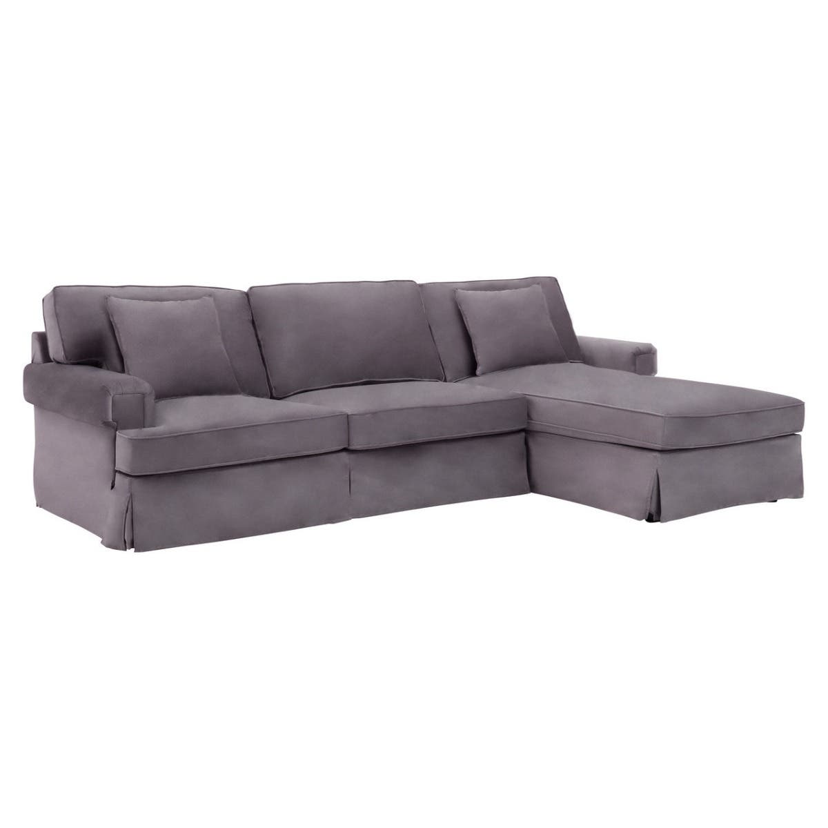 Ralph Three Seat Grey Velvet Chaise Sofa