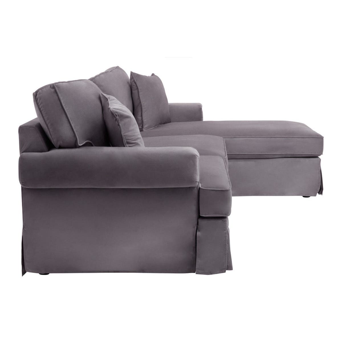 Ralph Three Seat Grey Velvet Chaise Sofa