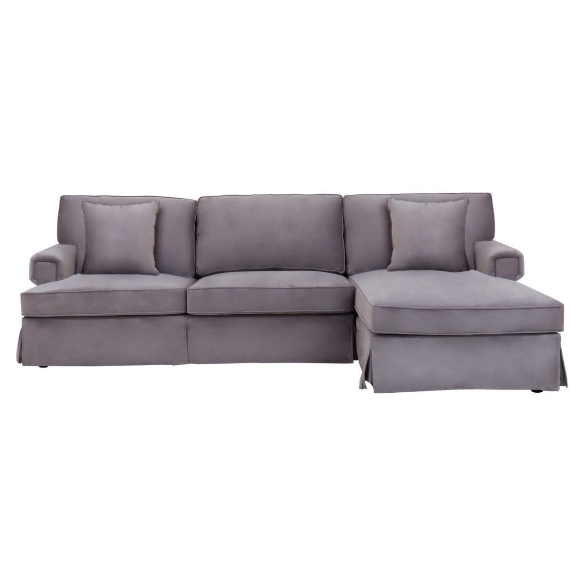 Ralph Three Seat Grey Velvet Chaise Sofa