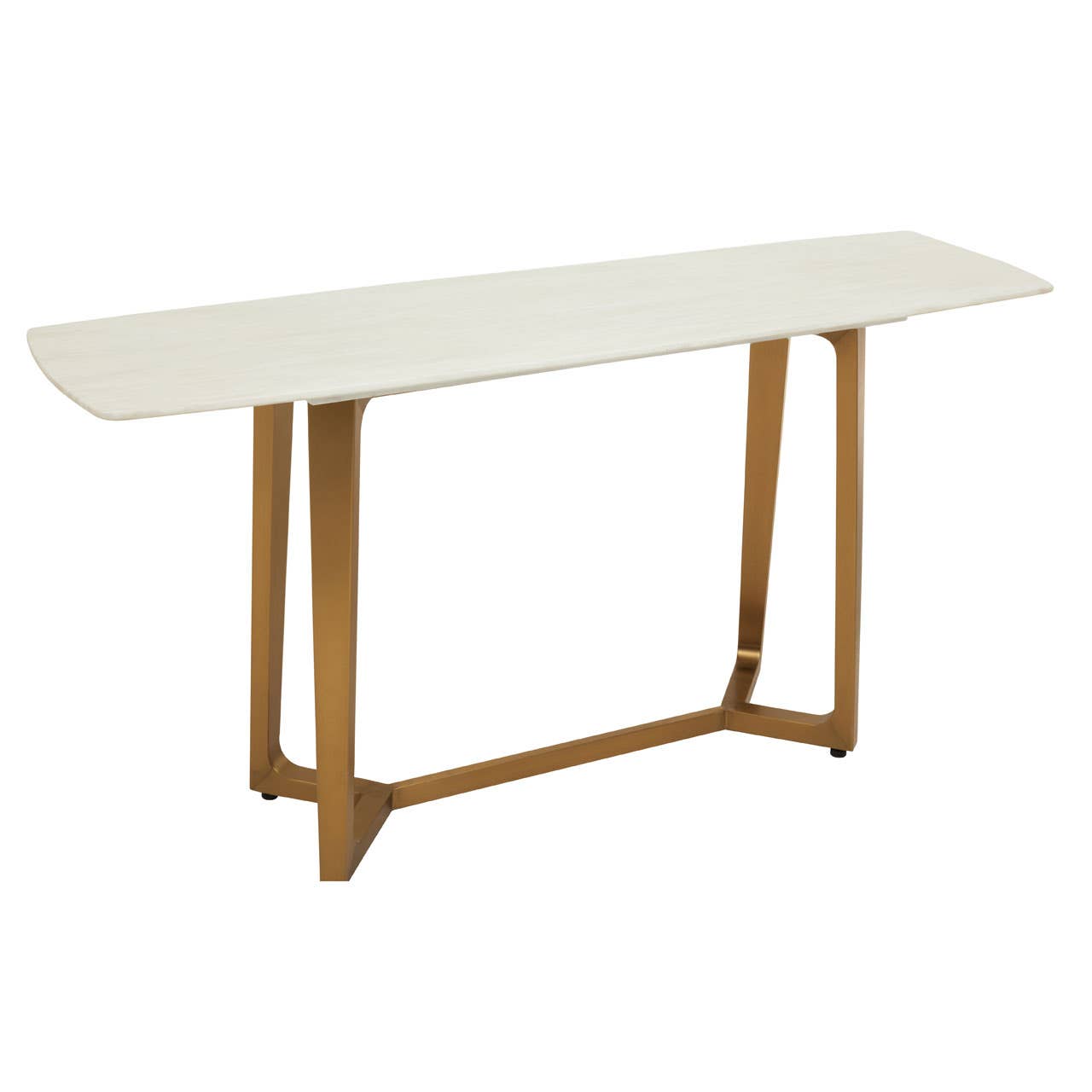 Moda White Marble Console Table With Brushed Gold Base