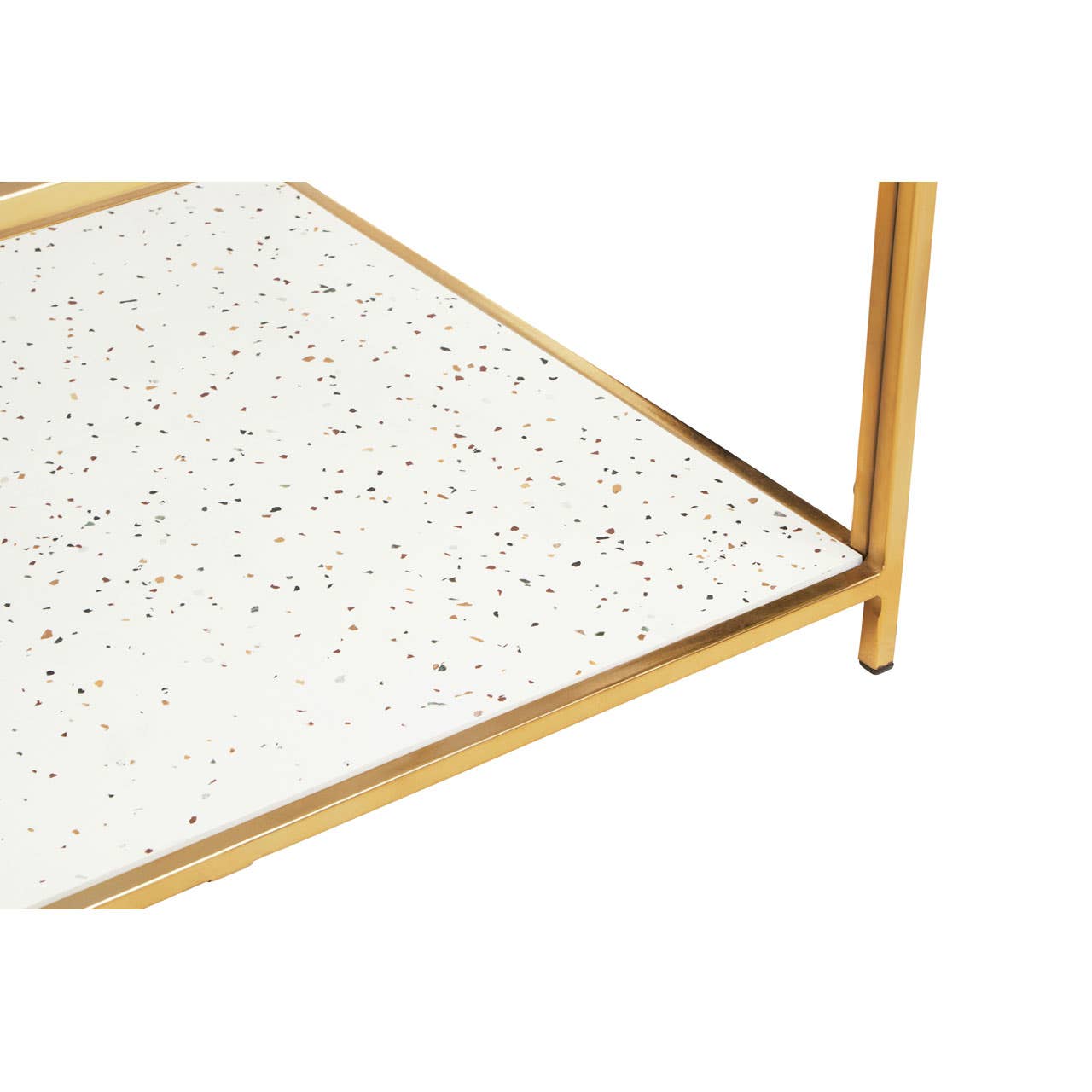 Novi Glass And White Terrazzo Gold Frame Coffee Table