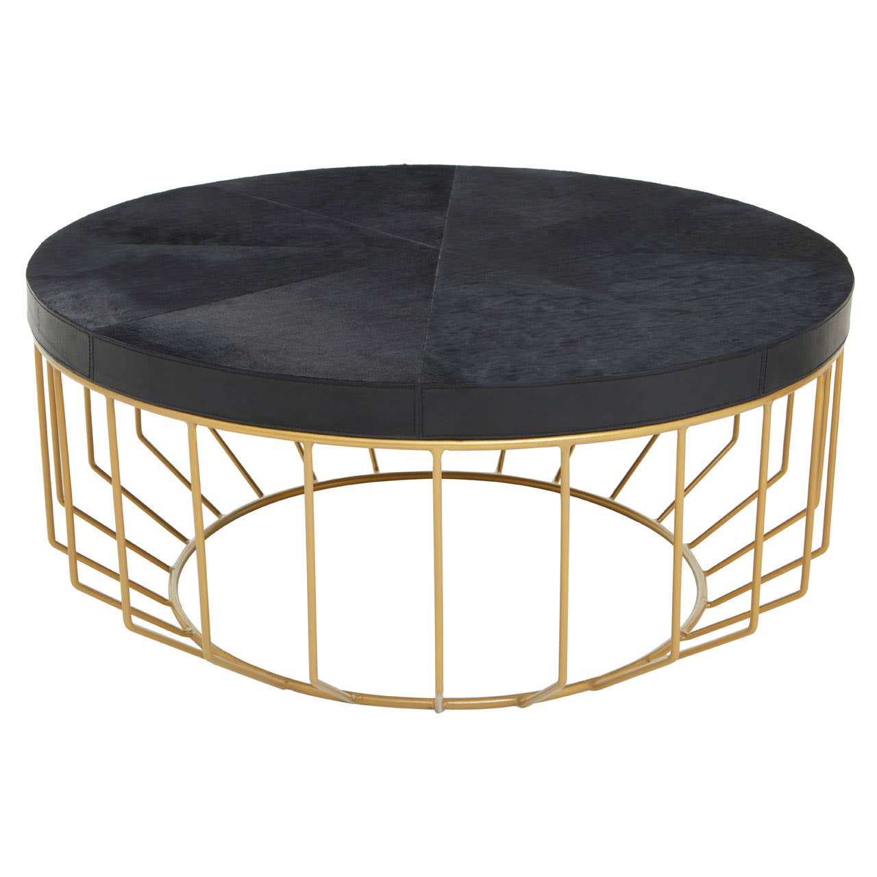 Kensington Townhouse Hair On Hide Black And Gold Round Coffee Table