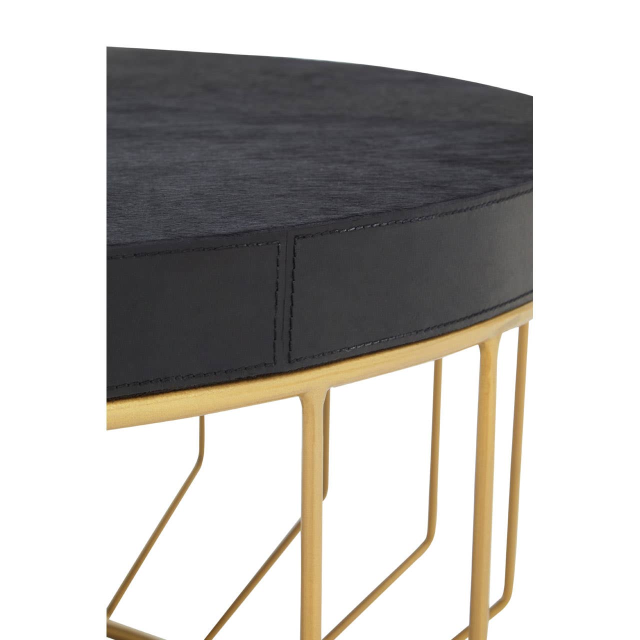Kensington Townhouse Hair On Hide Black And Gold Round Coffee Table
