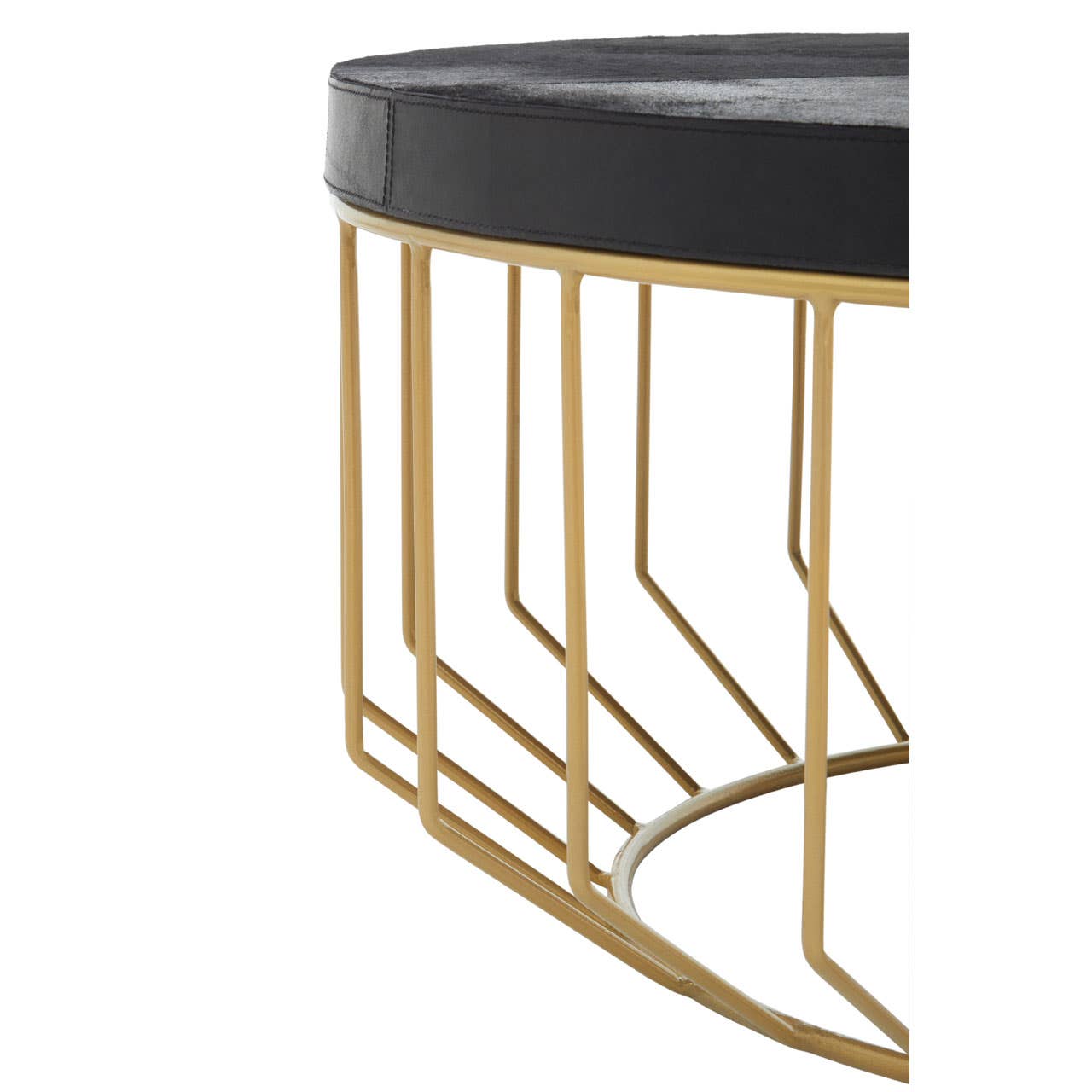 Kensington Townhouse Hair On Hide Black And Gold Round Coffee Table