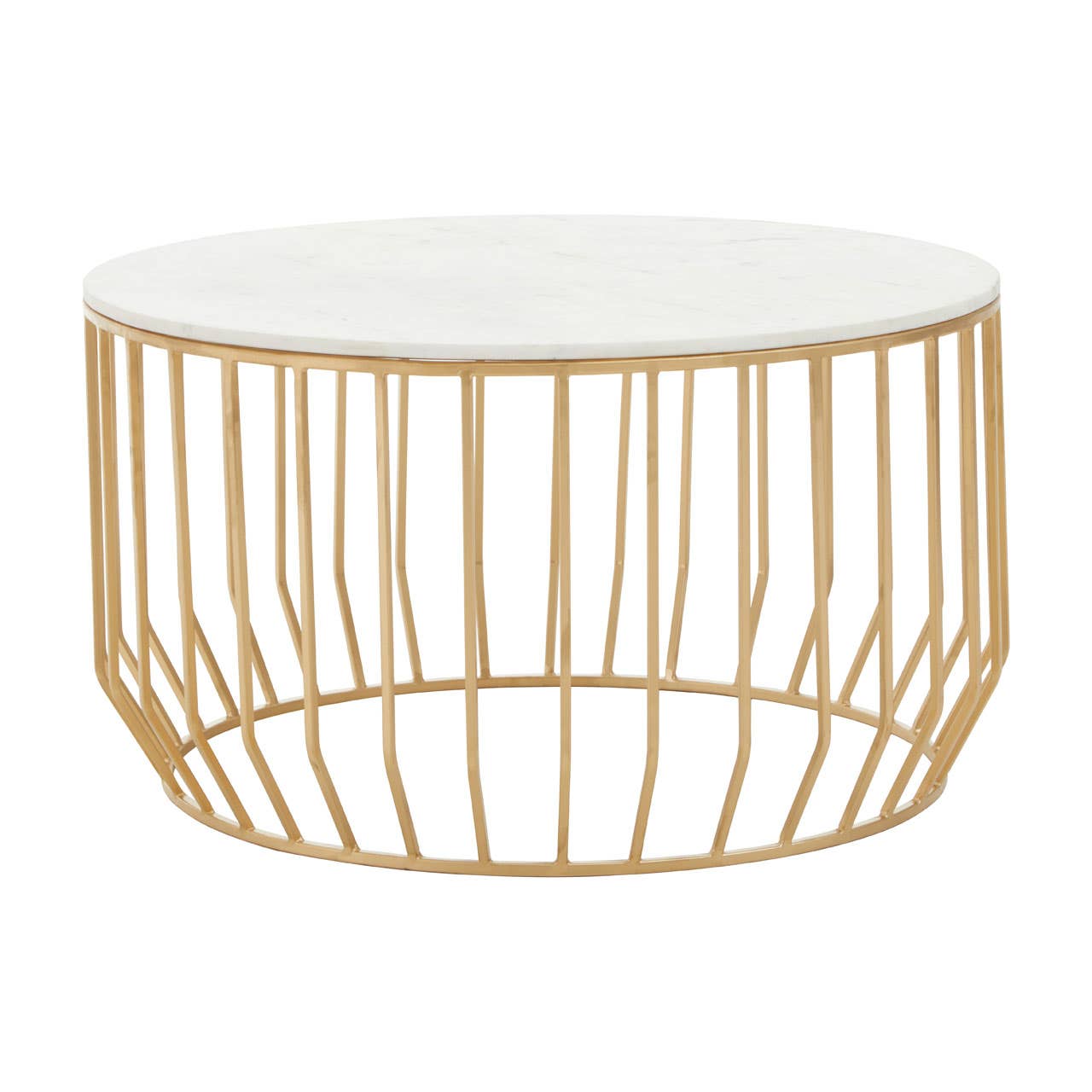 Pali White Marble Coffee Table With Gold Base