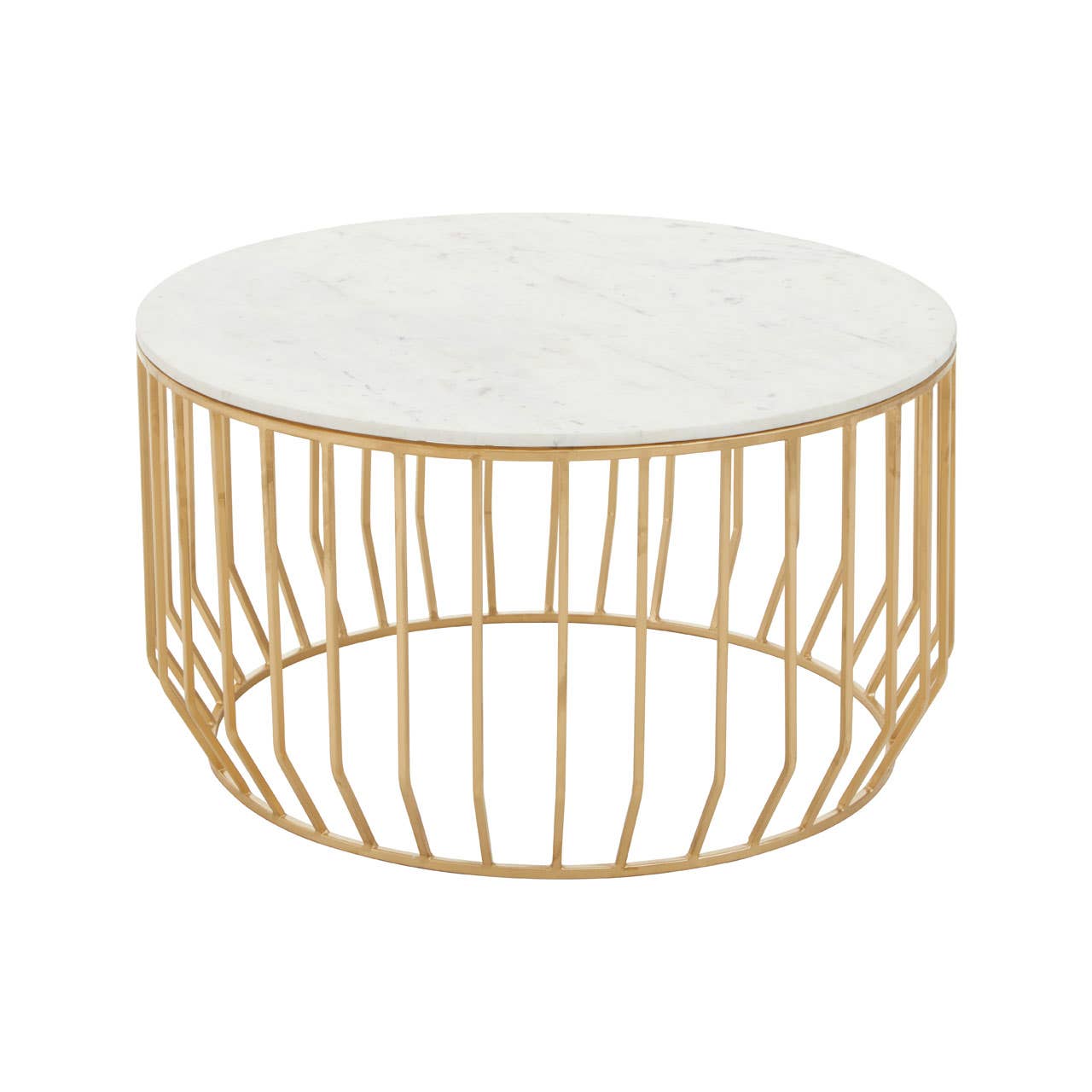 Pali White Marble Coffee Table With Gold Base