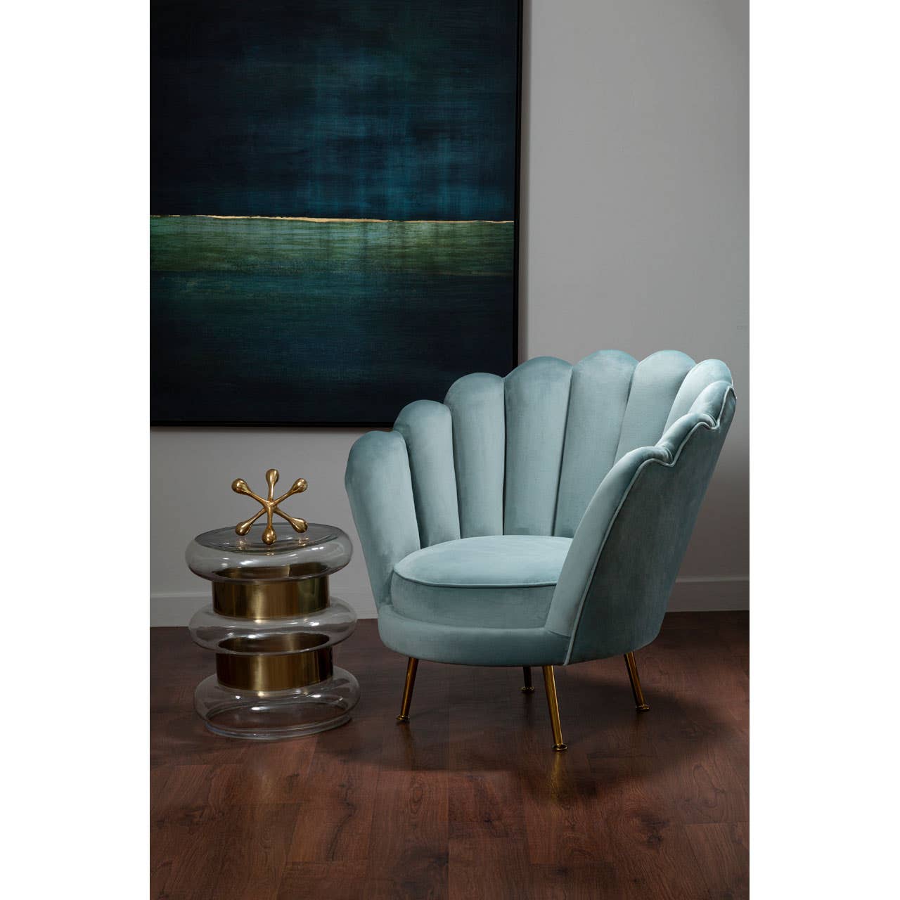 Ovala Light Blue Scalloped Chair