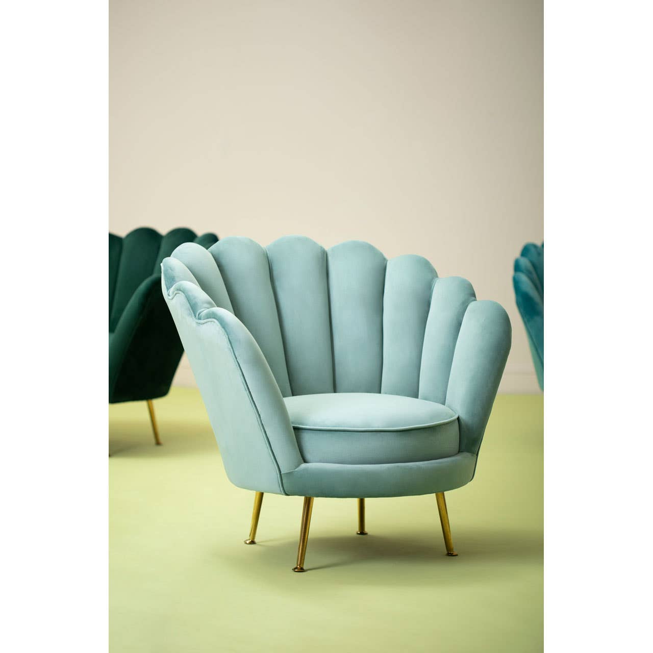 Ovala Light Blue Scalloped Chair