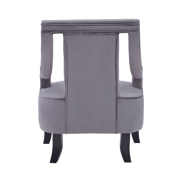 Faye Grey Velvet Chair With Wooden Legs