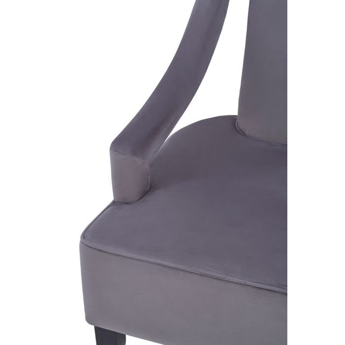 Faye Grey Velvet Chair With Wooden Legs